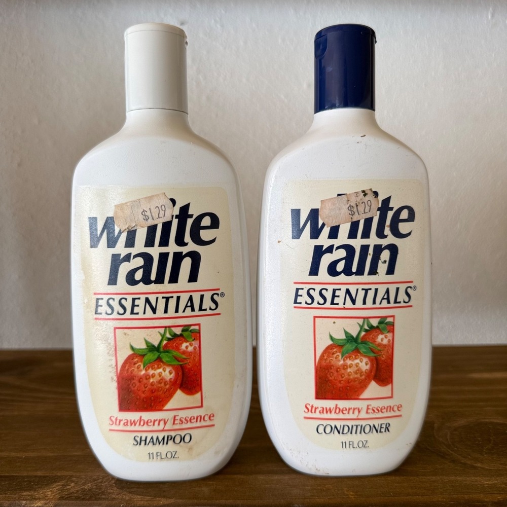 Vintage 90s White Rain Strawberry Shampoo Conditioner Set NOS HTF Props VTG 11oz